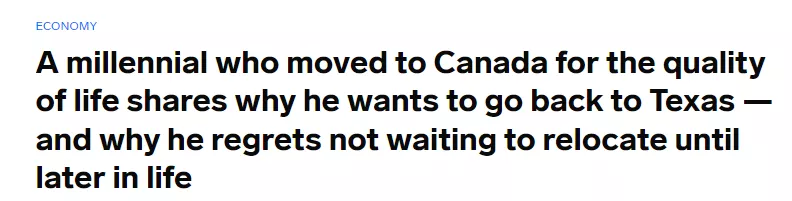 迁居加拿大生活10年，男子称后悔离开美国