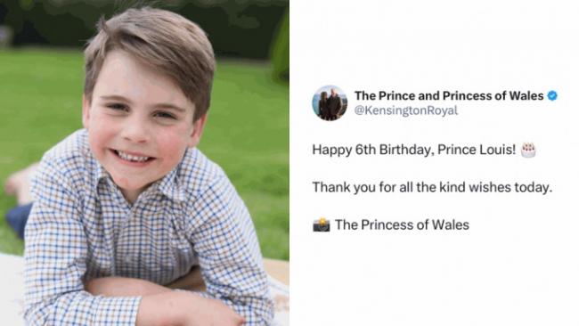 肯辛顿宫发布凯特操刀路易6岁生日照 没修图
