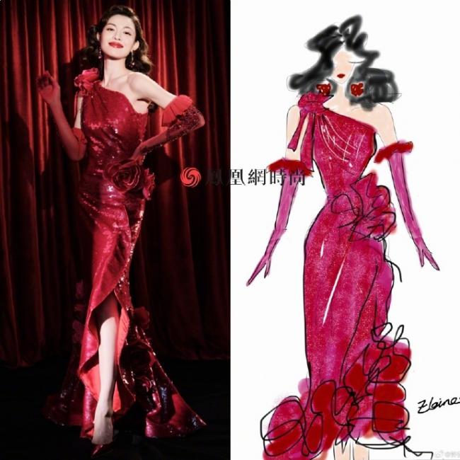 钟楚曦穿自己画的裙子上春晚 港风玫瑰造型绝了 钟楚曦穿自己画的裙子上春晚 港风玫瑰造型绝了