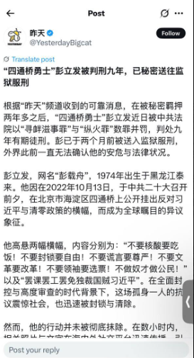 传“四通桥勇士”彭立发被判刑九年