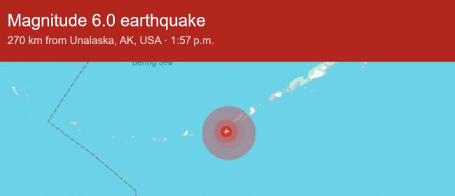 快讯：阿拉斯加海域规模6地震 深度10公里