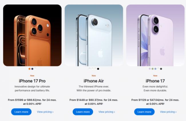 苹果全新iPhoneAir发布: 史上最薄! 加国售价曝