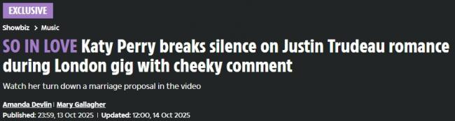 热闹了!凯蒂·佩里首回应认爱特鲁多 前妻晒合照 热闹了!凯蒂·佩里首回应认爱特鲁多 前妻晒合照