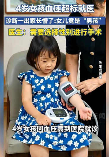 安徽4岁女童血压飙高就医  女儿惊变儿子
