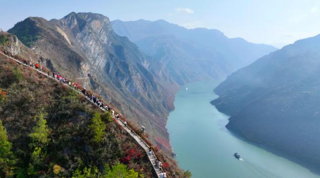 约80层楼高的神女大扶梯,重庆小城变网红 约80层楼高的神女大扶梯,重庆小城变网红