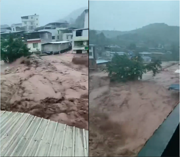 恐怖影像：四川乐山遭遇泥石流洪水袭击
